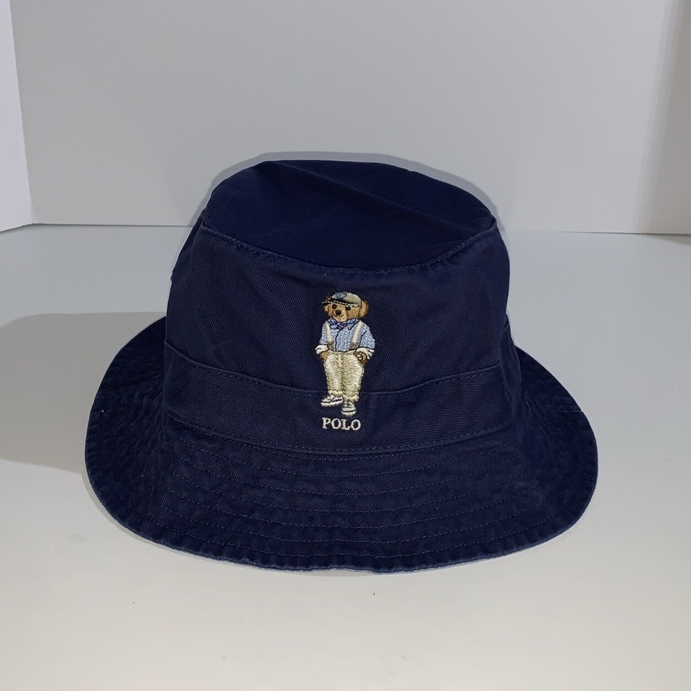Polo Ralph Lauren Bucket Hat Large X-Large Navy Blue Hemingway Bear